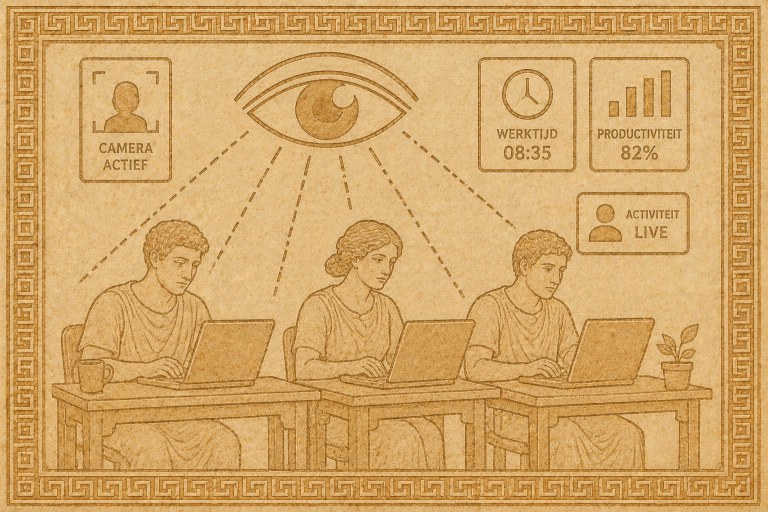 Werknemers digitaal monitoren op de werkvloer in grote, opvallende letters. Werknemers digitaal monitoren op de werkvloer in grote, opvallende letters.