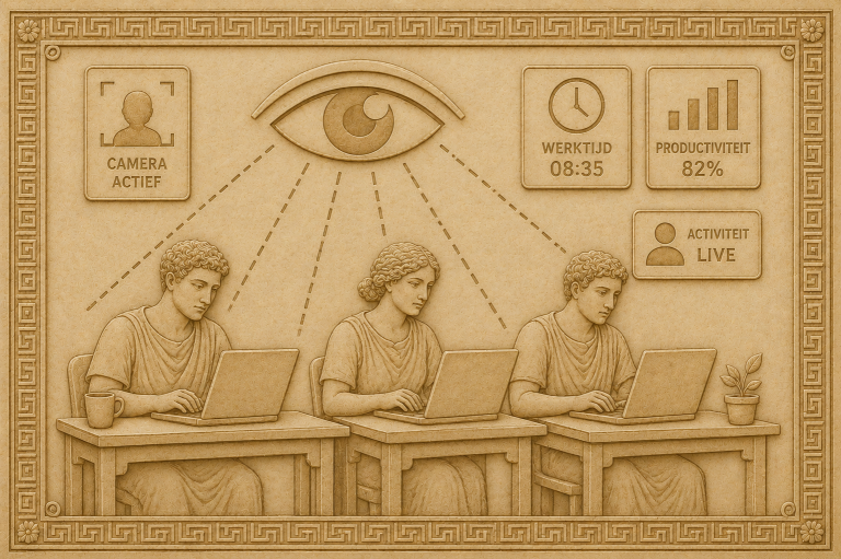 Werknemers digitaal monitoren op de werkvloer in grote, opvallende letters. Werknemers digitaal monitoren op de werkvloer in grote, opvallende letters.